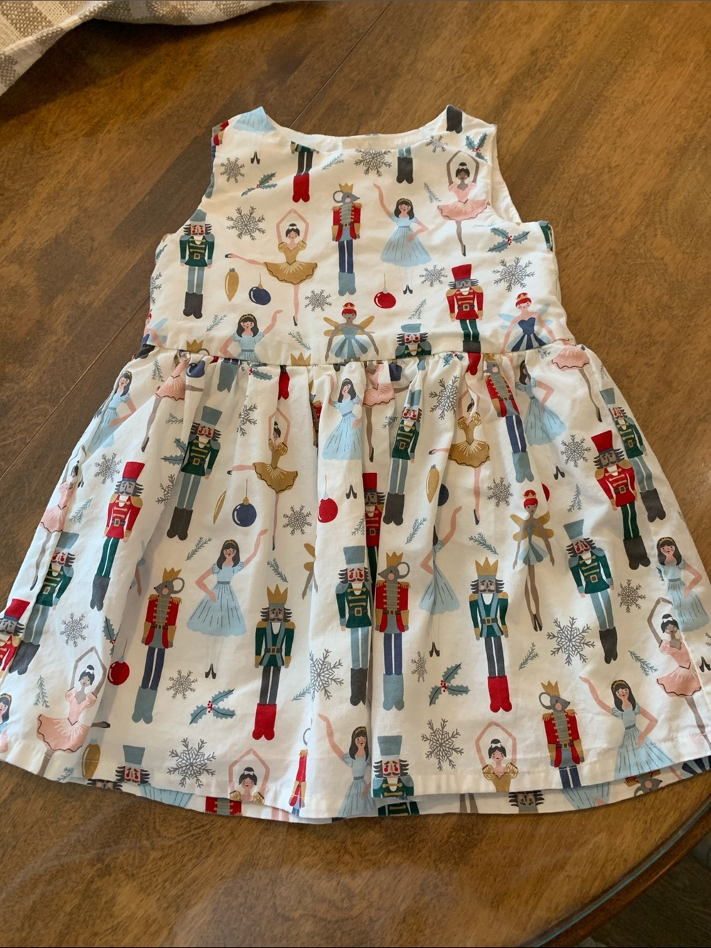 Carter's White Nutcracker & Ballerina Print Dress with Red and Blue Accents